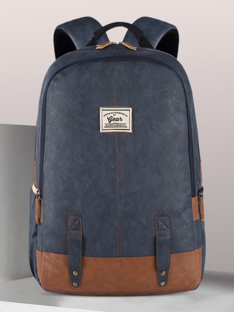 Gear Classic Leather without Anti Theft 28 L Laptop Backpack Navy