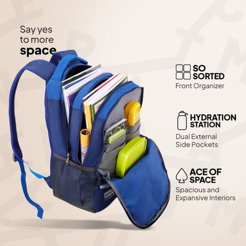 american tourister backpack with seperate laptop compartment Segno Expandable Navy |17" Laptop compatible,Lockable Pullers, Rain Cover, Smart Sleeve, Fleece Pocket, Tractum Suspension and Internal Organiser for Men and Women, : Buy Online at Best Price American Tourister Bowie The Outdoor