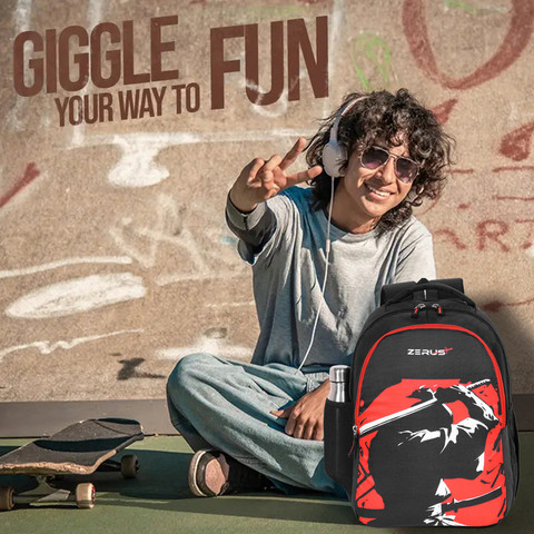 ZERUS Ninja Samurai Print Backpack for School College Office