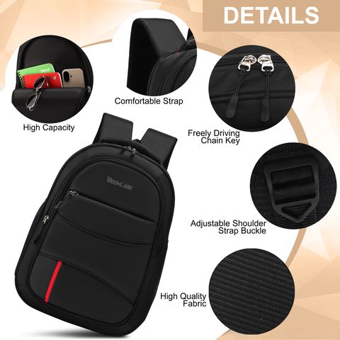 MOONLARK Large 35 L Laptop Backpack Modern Classic Collage Bag with Rain Cover & Smart Storage Design (Black) - Image 7