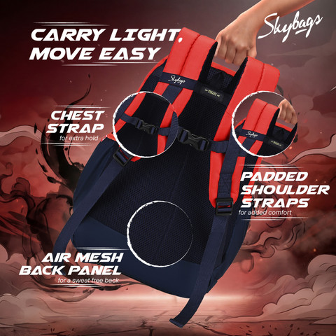 SKYBAGS Kenshi Great Wave School Backpack for Boys & Girls with 3