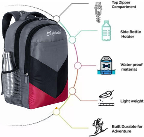 SBCOLLECTION Water Resistance fabric Suitable for Daily Use School /College  Office Bags 27 L Laptop Backpack