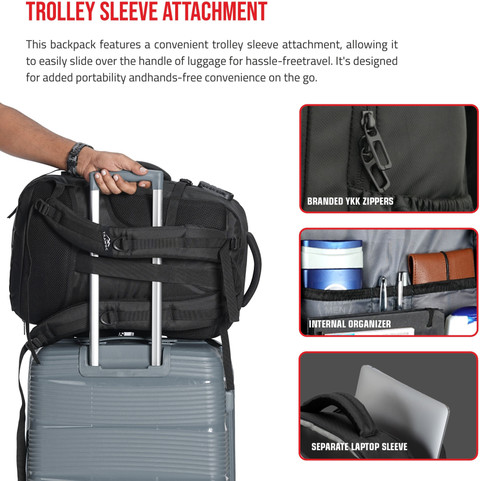 TRAWOC TPB01 Unisex Bag with Number Lock, Expandable Storage USB Charging  Port 45 L Laptop Backpack