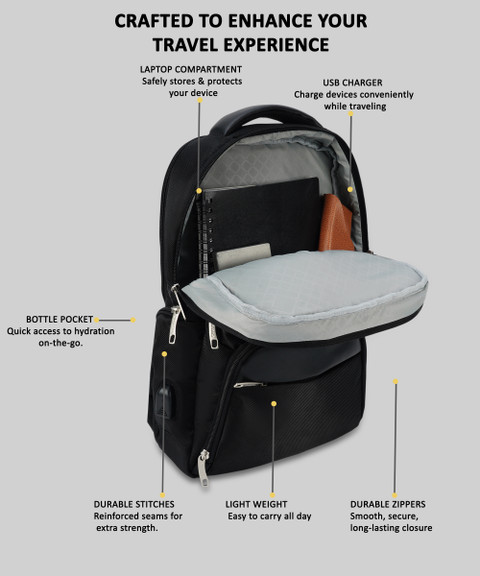 CARLTON LONDON AxisGo 22 L Laptop Backpack Black Price in India