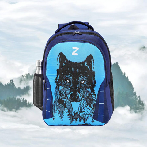 ZERUS Versatile Wolf Print Backpack for Boys Lightweight Bag for