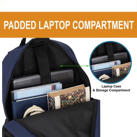ONEGO Medium 30 L Laptop Backpack Premium Water-Resistant Backpack for College Office Work Travel & Daily Use (Blue) - Image 8