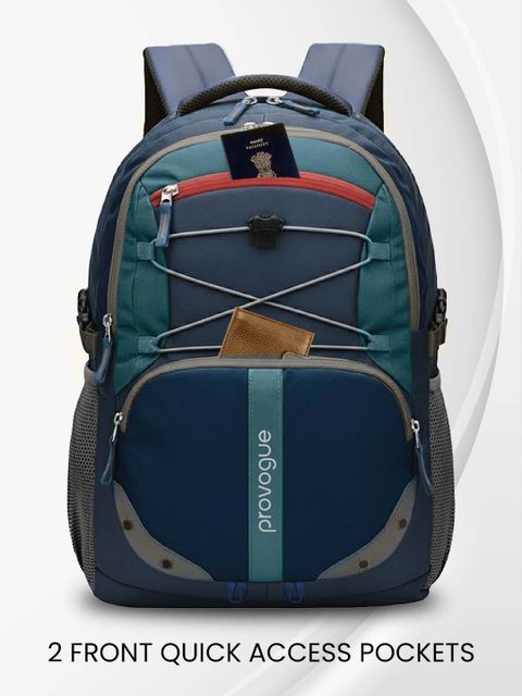 PROVOGUE Large 38 L Laptop Backpack Unisex Spacy 2.0 with Padded Tablet Sleeve, Rain Cover and Reflective Strip (Blue, Green) - Image 6