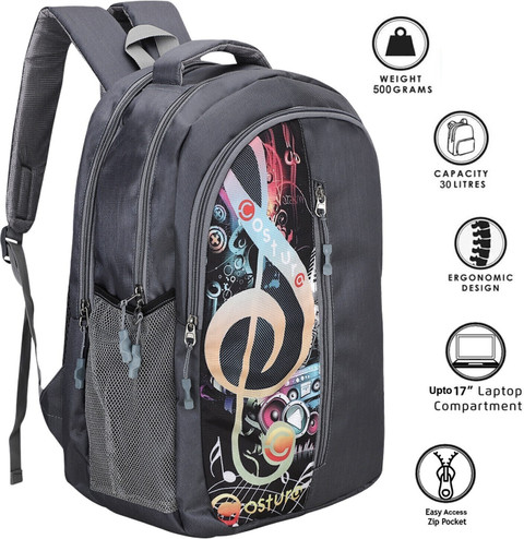 COSTURA Music Print School Bag for Boys Girls Laptop Backpack for