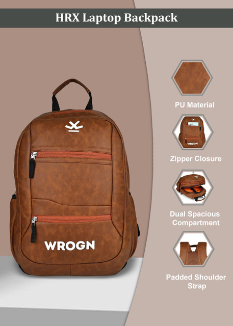 GAGLIANO レザー ブラウン バックパック 3ポケット WROGN TAZZO Unisex Bag with rain cover Office/School/College