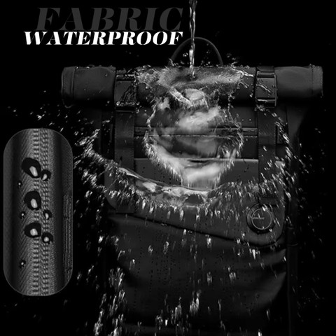 NxtOasis Laptop Backpack, Roll-Top Design, Large Capacity, Black