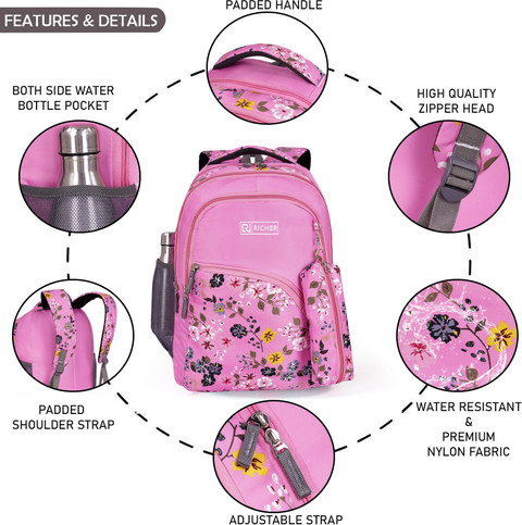 Richer Large Erin for Women, compartments, (BLACK) 36 L Laptop Backpack