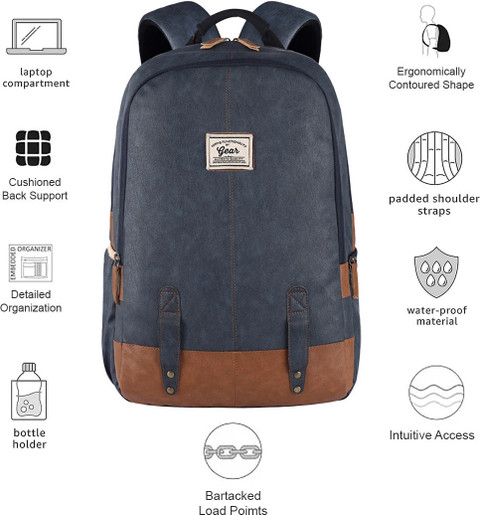 Gear Classic Leather without Anti Theft 28 L Laptop Backpack