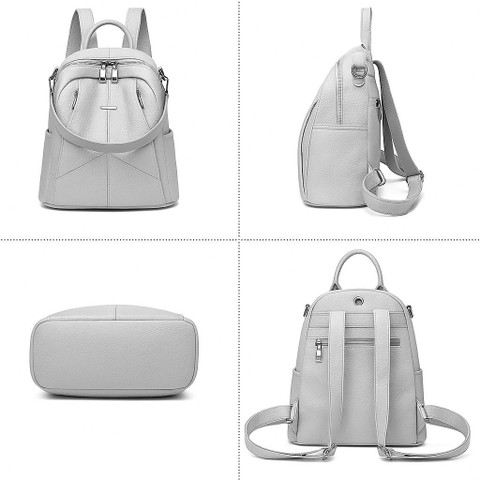 4way Bag／silver leather Muchova Vegan Leather Backpack Purse for Women Multi-Functional