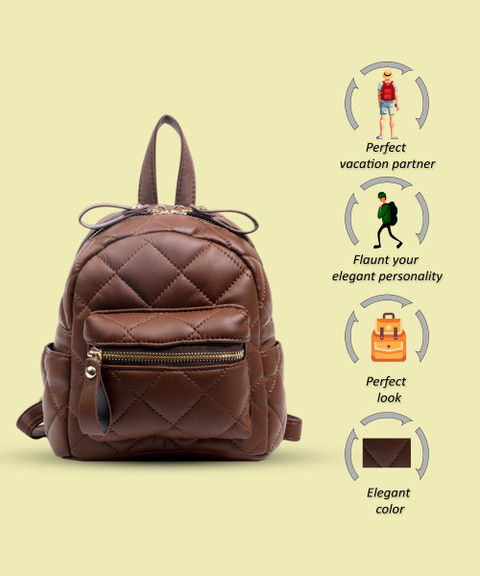 Angeline mini Brown Travel Back Pack for Women perfect for Airport look L  Backpack
