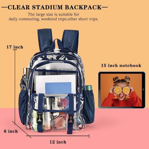 PROUDME Large Clear Bag Transparent Backpack, Trendy Girls School Bag 15 L  Backpack - Main Image