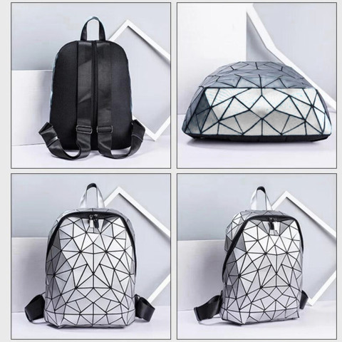 REDHORNS For Men and Women Geometric Holographic Bag For Travel, Office,  School L बैकपैक