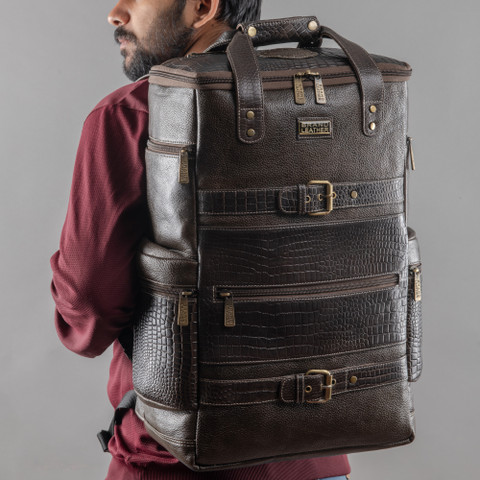 BRAND LEATHER Genuine Leather Laptop Backpack For Men, Travel Bags