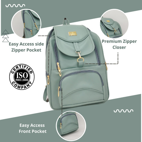 BIBO Small 18 L Backpack pista green school bag for college girls and  working women 18 L Backpack