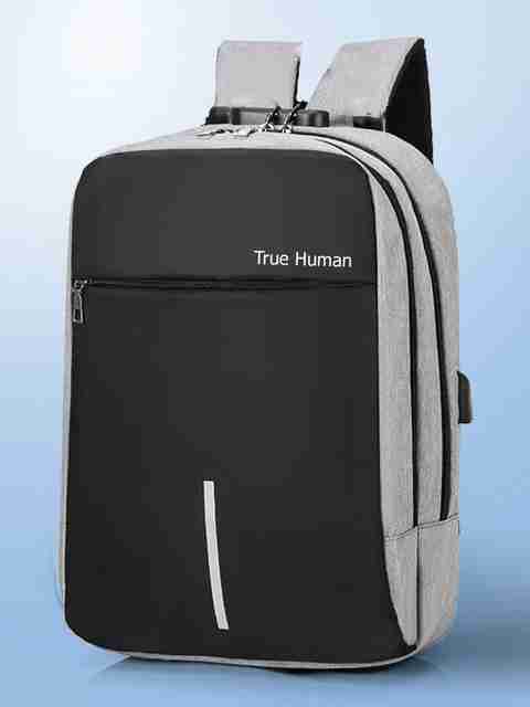 anti theft laptop backpack india Anti-Theft Travel Theft Travel Backpack Grey and Black Polyester 17