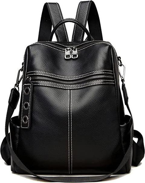 HouseOfCommon Black Leather Backpack Convertible Backpack And Handbags For  Womens 30 L Backpack