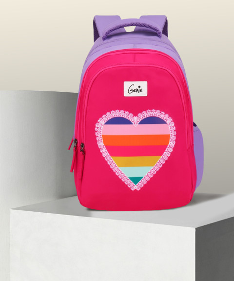 Genie Heartbeat Backpack for Women School Bags for Girls, (Pink