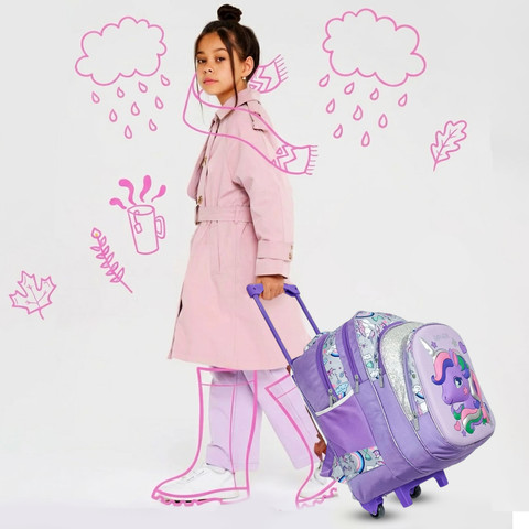Trolley Big Unicorn School Bag Pink Trolley School Bag Funfair Backpack Trolley With Light Up Wheels  Purple/Pink