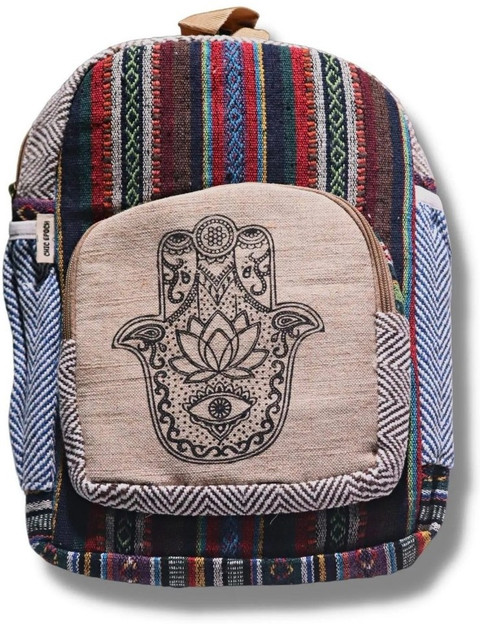 PATHAYAM Hemp hamsa print backpack, unisex tablet bag  display picture 1