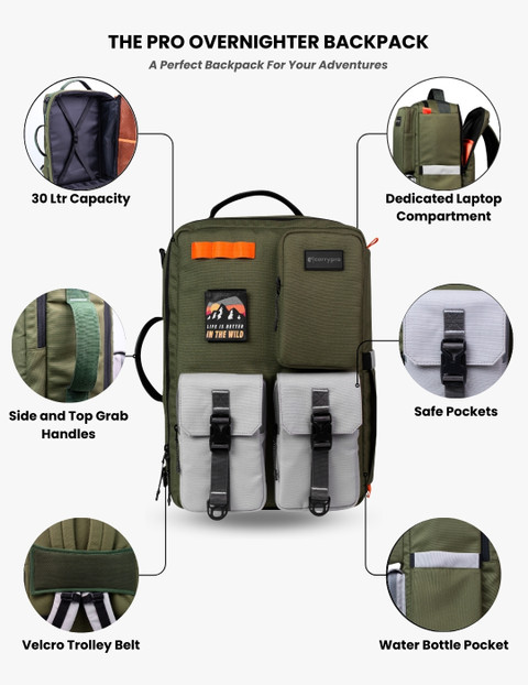 CarryPro The Pro Overnighter Backpack (30L) with Raincover 30 L Laptop  Backpack