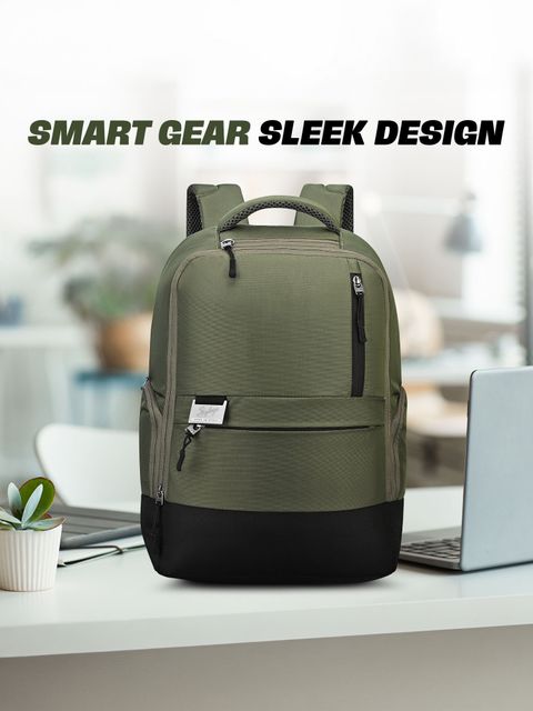 SKYBAGS Small 20 L Laptop Backpack Nero 15 Inch Anti-Theft Laptop Compatible | 3 Compartments | Trolley Sleeve (Green) - Image 6
