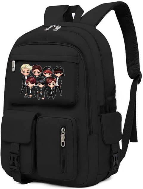 Luman BTS POCKET BOYS PRINT BLACK 28 L Backpack Black Price in