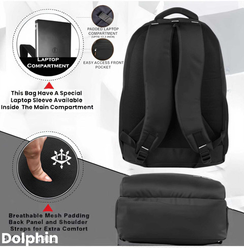 DOLPHINBM Large 35 L Laptop Backpack School/ hacker bags black
