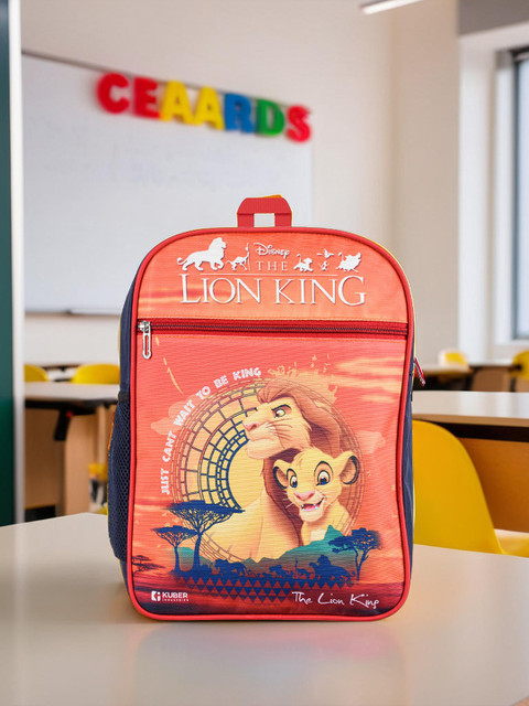 DISNEY The Lion King Compartment Kids School Bags|Travel Backpack|Orange  Waterproof School Bag