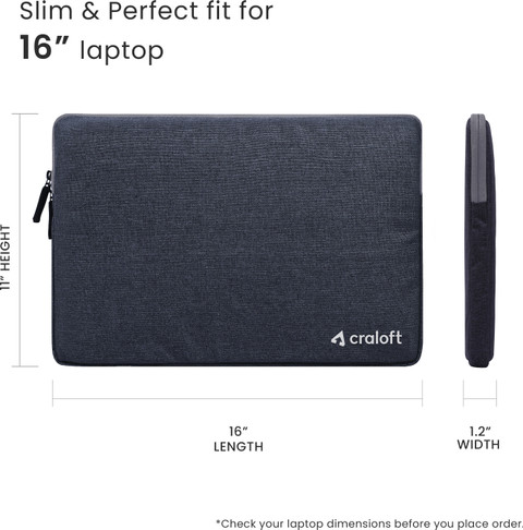CRALOFT 16 Inch Laptop Sleeve Slip Case Cover Bag (L26_Grey) Laptop  Sleeve/Cover