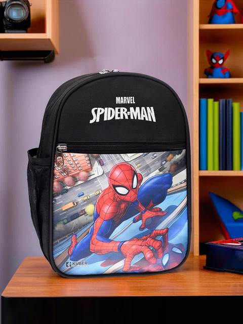 DISNEY Marvel Spider-man School Bag for Kids|2 Compartments School  Bag|Small|Black Waterproof School Bag