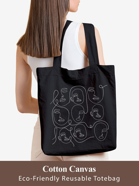 Doodle Premium Zipper Faces Cotton Canvas Tote bags