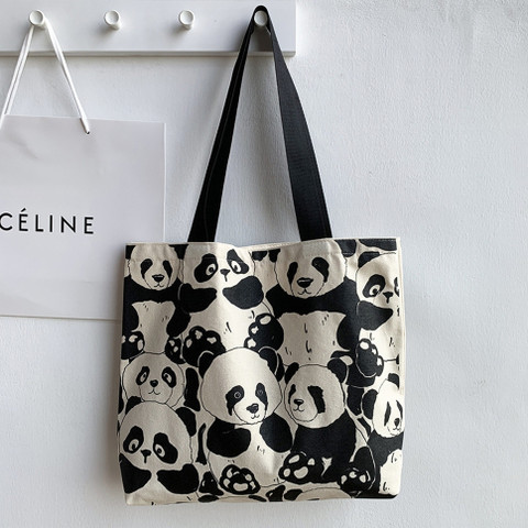 Flipkart.com | KILLFE Panda Pattern Tote Bag Zip Pocket Reusable