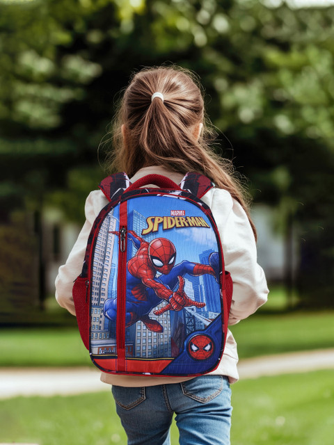 HOMESTIC by Kuber Industries Marvel Spiderman Backpack|4 Compartment School  Bags for kids (Red) School Bag