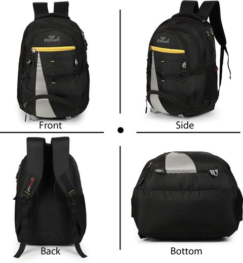 Flycraft Simna 1555/4 30L Waterproof School Bag (Black, Yellow) - Image 8