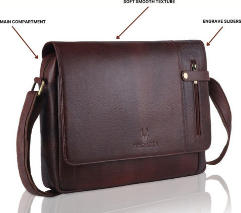 WILDHORN Genuine Leather Inch Laptop Messenger Bag for Men|Everyday  Crossbody Shoulder Office Travel Messenger Bag Waterproof Laptop  Sleeve/Cover