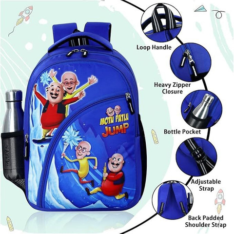 NAVELA Motu Patlu Jump Kids School Backpack Cartoon Character Bags  Waterproof School Bag