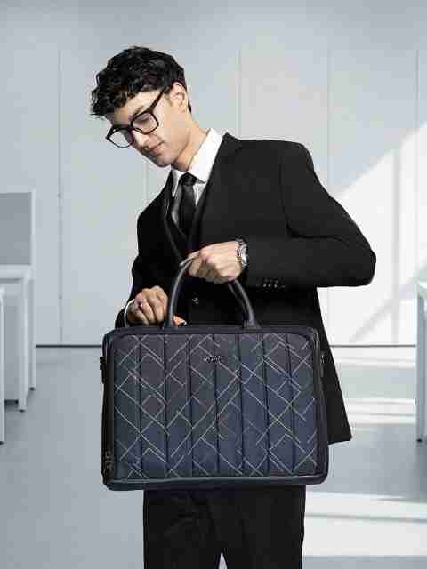 ZOUK Bombay Tartan Pro Laptop Bag (Blue) Messenger Bag (Grey, 11.36 L) - Image 3