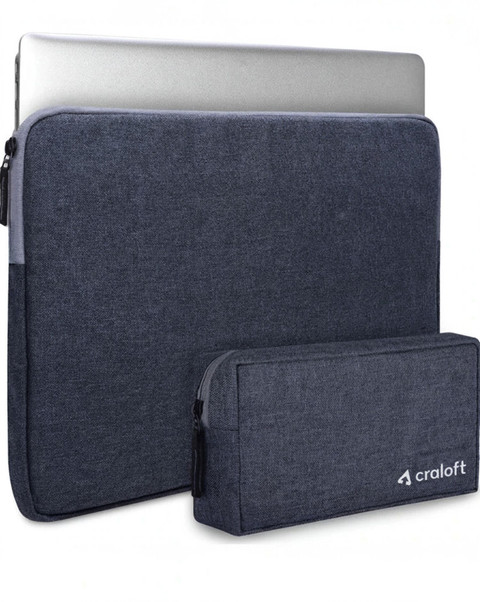 CRALOFT 14 Inch Laptop Sleeve Slip Case Cover Bag With Charger Pouch  (L26_Grey) Laptop Sleeve/Cover