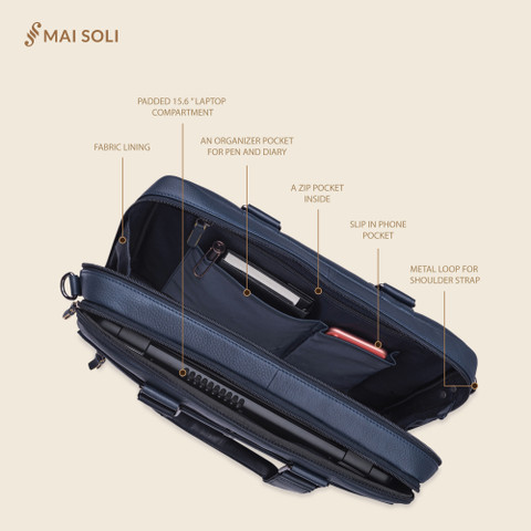 Flipkart.com | Mai Soli Chester Navy Blue Genuine Leather Double