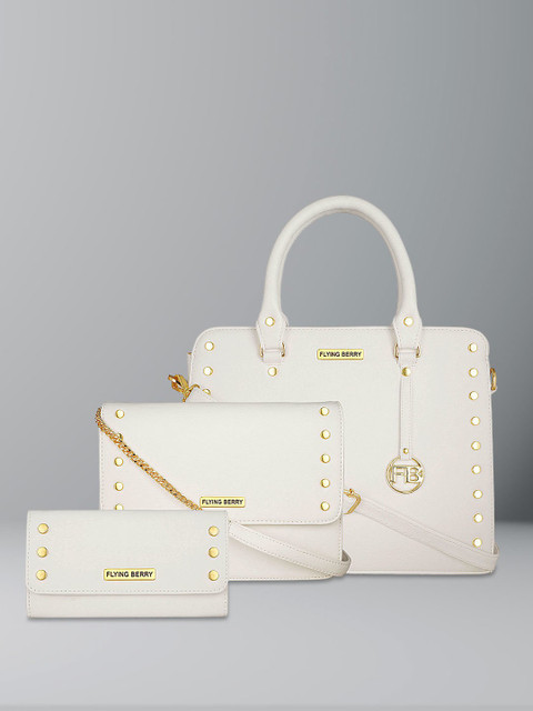 FLYING BERRY Women's White Handbag Combo (Pack of