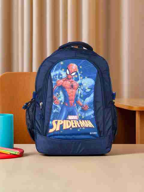 DISNEY Marvel The Spider-Man Compartment Kids School Bags|Travel  Backpack|Navy Blue Waterproof School Bag