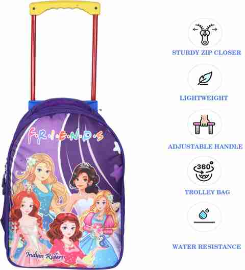 Indian Riders FRIENDS School Kids Trolley Bag (18 Inche)-(Purple, 30 L)  Waterproof Trolley