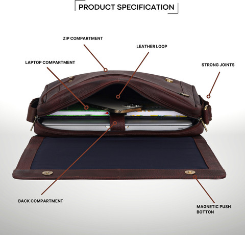 WILDHORN Genuine Leather Inch Laptop Messenger Bag for Men|Everyday  Crossbody Shoulder Office Travel Messenger Bag Waterproof Laptop  Sleeve/Cover