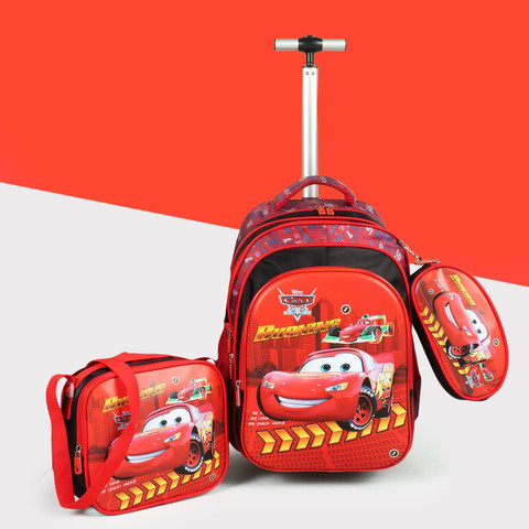 Flipkart.com | NOVEX Cars 17" Kids Backpack Trolley Bag with Lunch Box Bag  & Pencil Pouch Backpack - Backpack