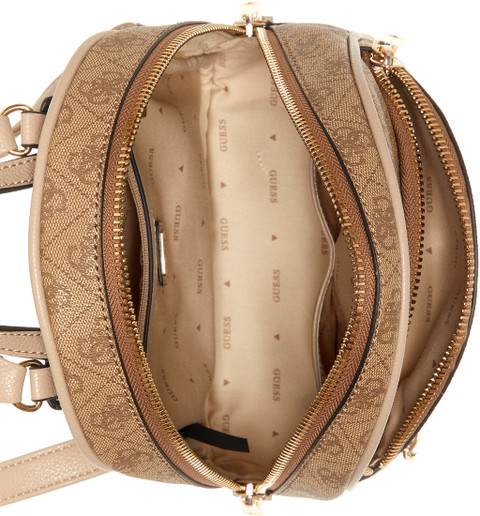 GUESS Women Brown Printed Backpack with Zip Closure - Main Image