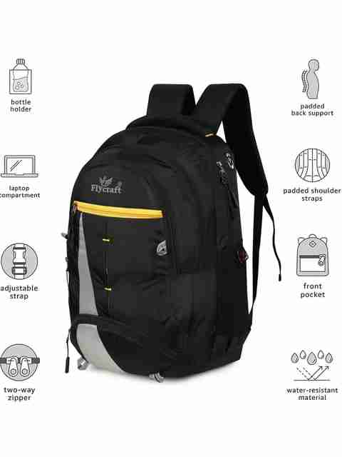 Flycraft Simna 1555/4 30L Waterproof School Bag (Black, Yellow) - Image 5